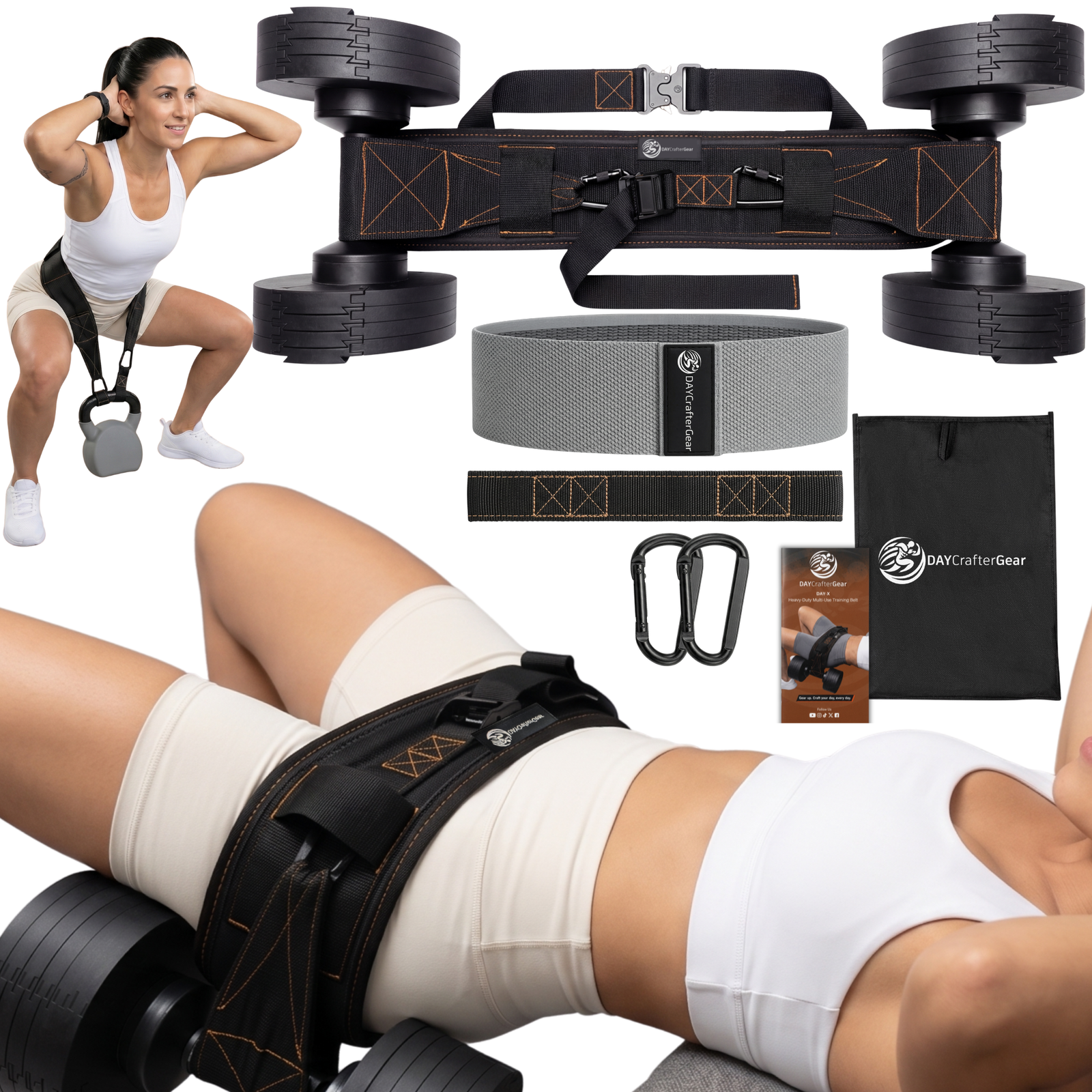 DAY-X Hip Thrust Belt — Cam Buckle System with full kit included